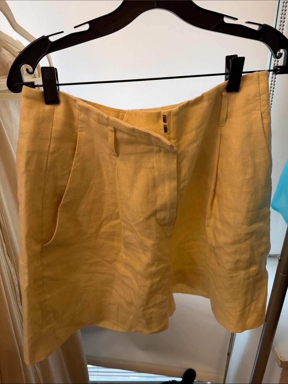 Yellow Linen A-Line Skirt
